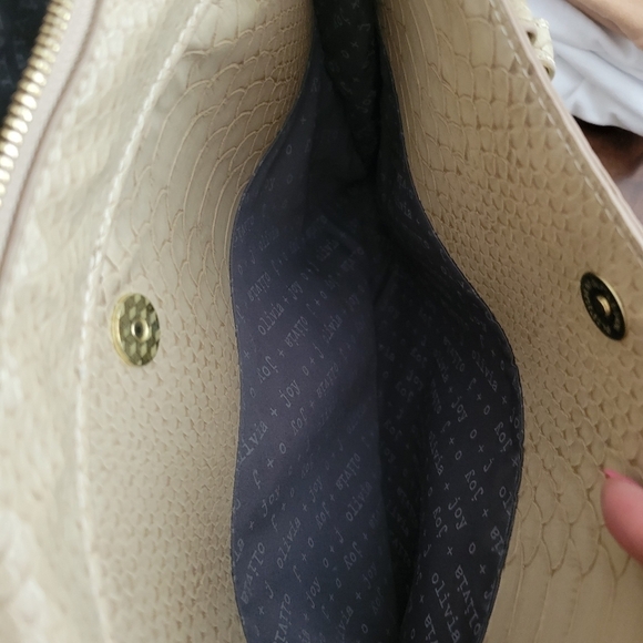 Olivia + Joy Croc Embossed Beige Vegan Shoulder Bag - Picture 13 of 14